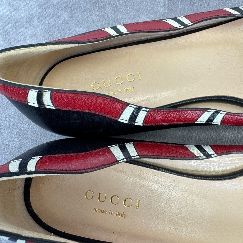 Rare Gucci Kingsnake Women’s Ballet Leather Flats 35.5 - Picture 6 of 10